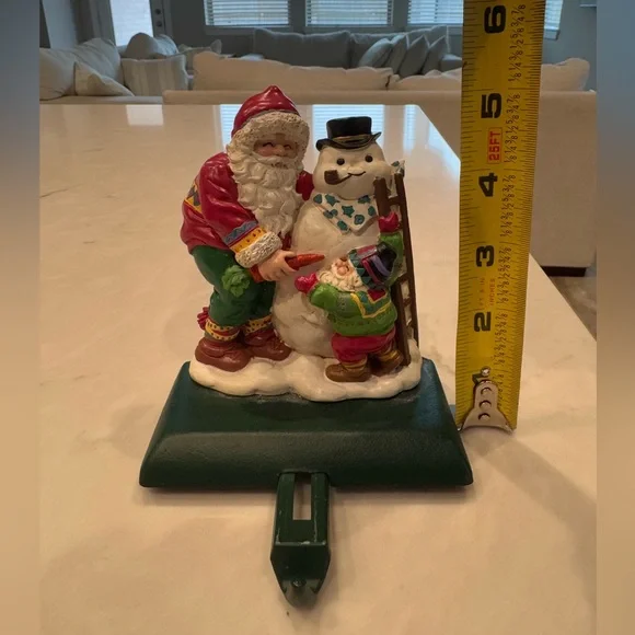 🛎️ Clearance Vtg Santa Claus With Snowman Stocking Holder Hanger Christmas - Picture 6 of 7